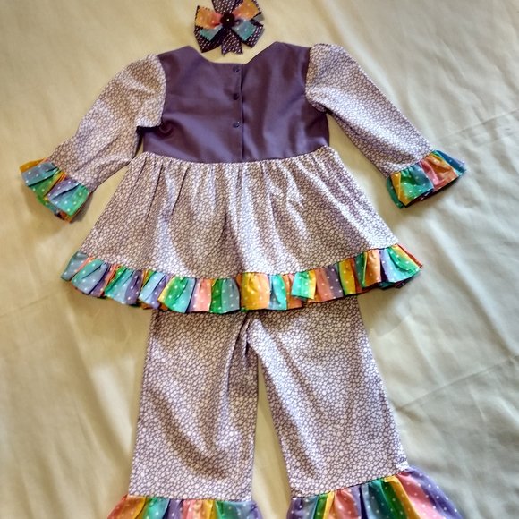 Monster's Inc Ruffled Pants Set & Matching Hairbow - Picture 6 of 6